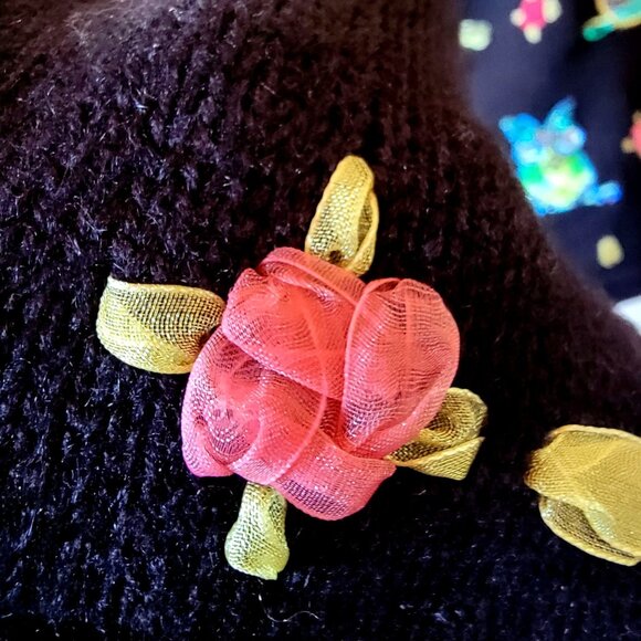 Vintage 90s Y2K Jack B Quick Sequined Beaded Novelty Owl Cardigan Sweater Top - Picture 4 of 16